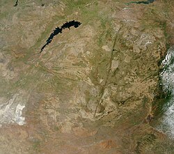 An enlargeable satellite image of Zimbabwe