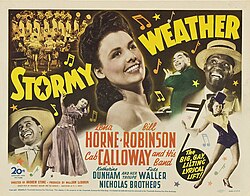 Title card for the American release of the 1943 musical film Stormy Weather.