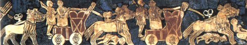 Early chariots on the Standard of Ur, c. 2600 BC