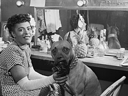 Holiday and her dog Mister, New York, c. 1946