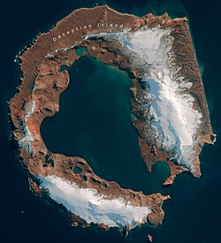 Satellite image of Deception Island by Sentinel-2 (March 2023)