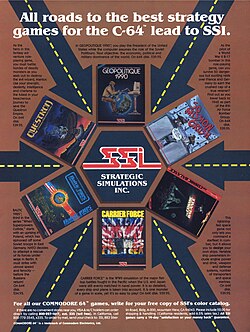 An SSI ad for Commodore 64 games, published in a 1984 issue of Computer Gaming World