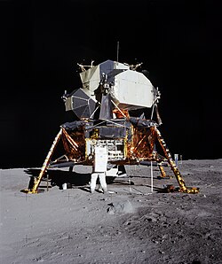 Eagle, the first ever surface habitat, at Tranquility Base on July 20, 1969