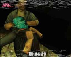 Manhunt attracted controversy due to its graphic execution scenes. In this particular execution, Cash suffocates an enemy with a plastic bag.