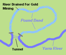 Map of the Pound Bend diversion tunnel in Warrandyte