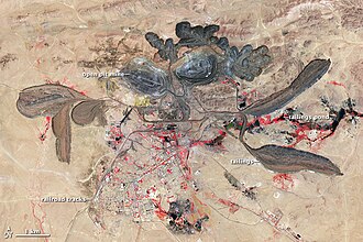 A false-color satellite image of the Bayan Obo Mining District, 2006