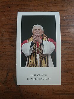A card of Pope Benedict XVI.