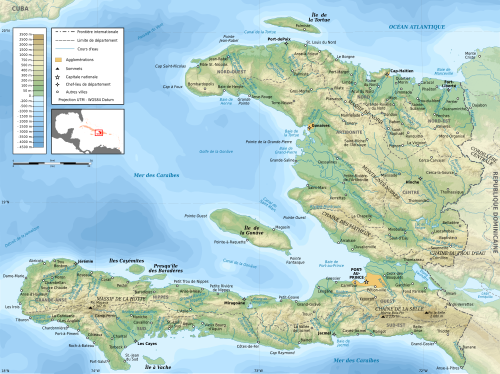 Topographical map of Haiti