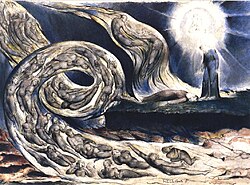 Blake's The Lovers' Whirlwind illustrates Hell in Canto V of Dante's Inferno.