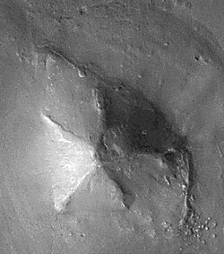 One of many formations in Cydonia; this one is sometimes called the "D & M pyramid". (1976)[21][22]