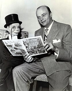 Bergen and Charlie with an NBC-produced comic book On the Air, 1947
