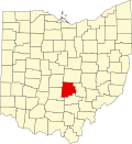 Map of Ohio highlighting Fairfield County