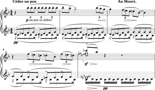 Debussy, "The Snow Is Dancing", bars 34–38