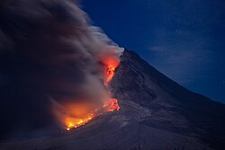 The high initial temperatures of silicate lavas mean that they emit visible light before cooling.