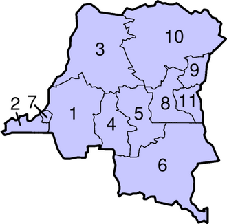Map of Zaire's regions