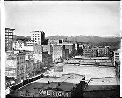 Panoramic view of Los Angeles looking north from the Pacific Electric Building, c. 1 January 1907