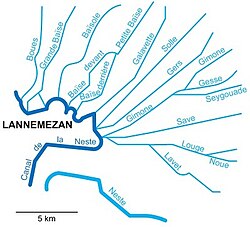 Rivers originating on the Plateau de Lannemezan