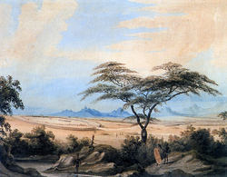A Matabele kraal, as depicted by William Cornwallis Harris, 1836