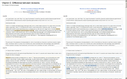Differences between versions of an article are highlighted.