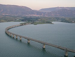 Western Macedonia. The bridge over the Polyfytos artificial lake of the river Aliakmonas in Kozani Prefecture.