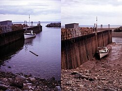 High tide and low tide in the Bay of Fundy, Canada