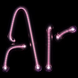 Argon gas-discharge lamp forming "Ar", the symbol for argon