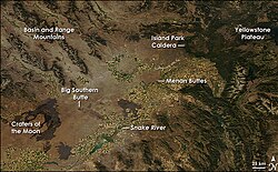 The eastern Snake River Plain, image from NASA's Aqua satellite, 2008