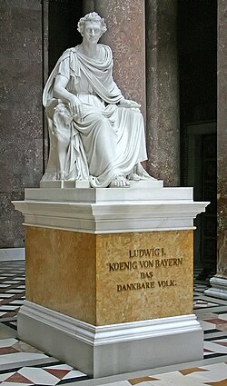 Statue of King Ludwig I (no. 63, 1890), builder of the hall