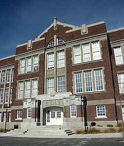 Old Albuquerque High, built in 1914. Victorian and Gothic styles were used in the late 19th and early 20th centuries.