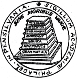 The 1757 seal of the Academy and College of Philadelphia