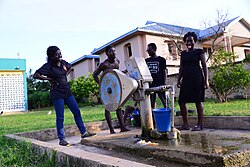 A drilled well in Ghana; the borehole is not visible