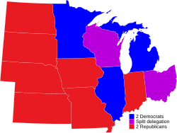 Midwestern U.S. senators by party for the 118th Congress
