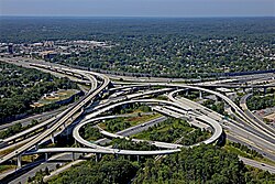 Capital Beltway, "Mixing Bowl", Springfield, Virginia, looking southwest