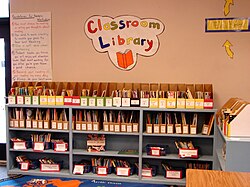 A classroom library in the US