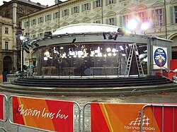 The outdoor studio at the Torino Winter Olympic Games, 2006