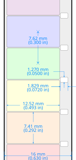 Super 16 mm film with basic frame and perforation dimensions, single-perf