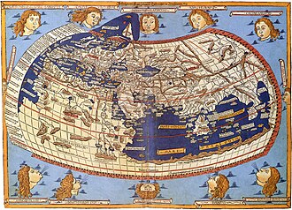 A printed map from the 15th century depicting Ptolemy's description of the Ecumene by Johannes Schnitzer (1482).