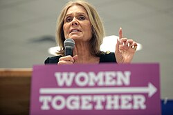 Steinem at an event campaigning for Democratic nominee Hillary Clinton in September 2016.