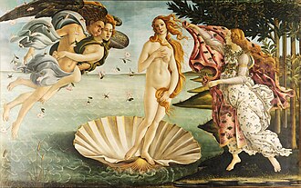 The Birth of Venus (1486, Uffizi) is a classic representation of femininity painted by Sandro Botticelli.[6][7] Venus was a Roman goddess principally associated with love, beauty and fertility.