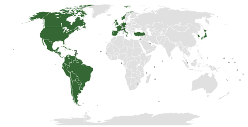 Map showing the member states of ECLAC