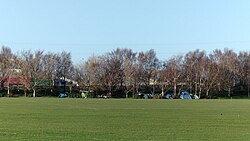 A homeless encampment in Dunedin's Kensington Oval in June 2025.
