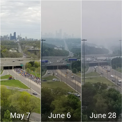 Comparison of smoke over Toronto during May and June.