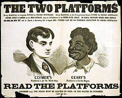 A pro–Hiester Clymer racist political campaign poster from the 1866 Pennsylvania gubernatorial election