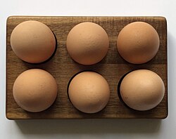 Six commercial chicken eggs