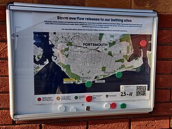 A December 2023 pollution warning in Portsmouth following overflow releases by Southern Water