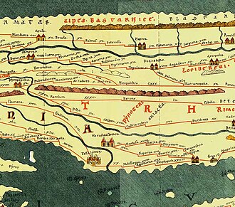 The Eastern Carpathians as 'Alpes Bastarnice' on Tabula Peutingeriana