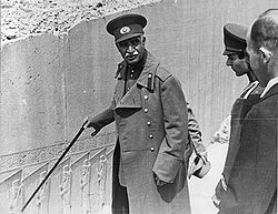 Reza Shah with then-Crown Prince Mohammad Reza Pahlavi at Persepolis, c. 1939