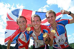 The British gold medalist relay team of the 2008 World Orienteering Championships