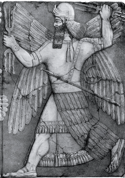Monumental stone relief from the temple of Ninurta at Kalhu, depicting the god Ninurta, (c. 883–859 BCE)