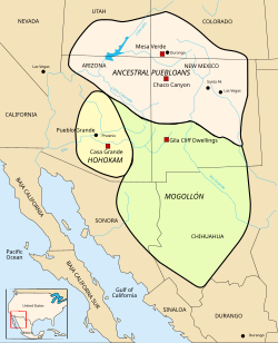 Ancestral Pueblo territory shown in pink over New Mexico